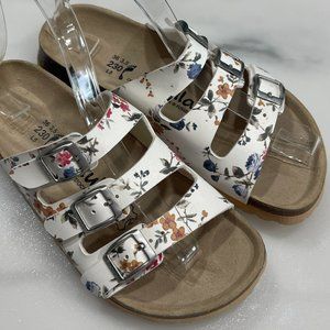 Birkenstock Betula White Floral 3 Strap Sandals Womens Size 5.5 (EU 36)